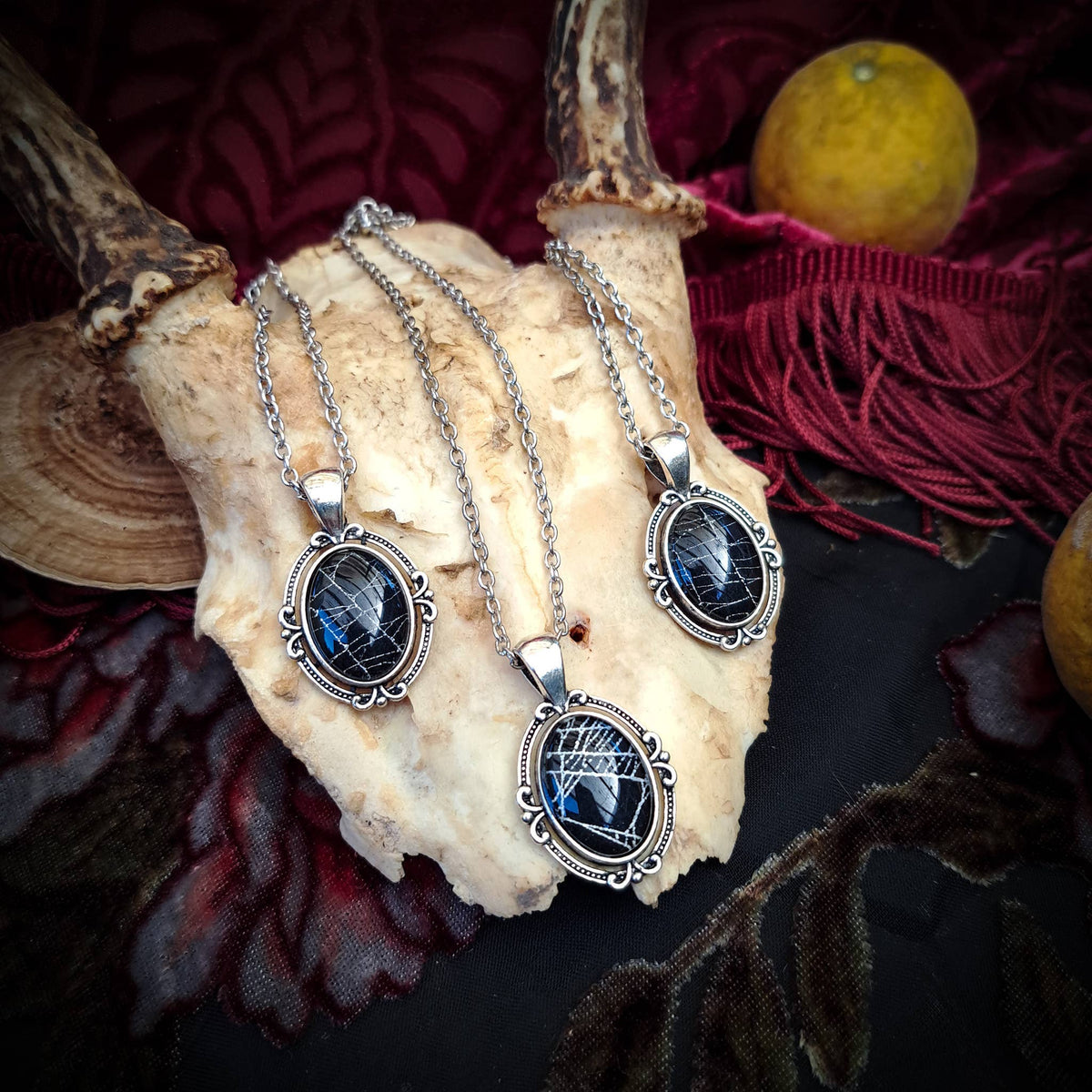 Real! Spiderweb Cabochons Necklace