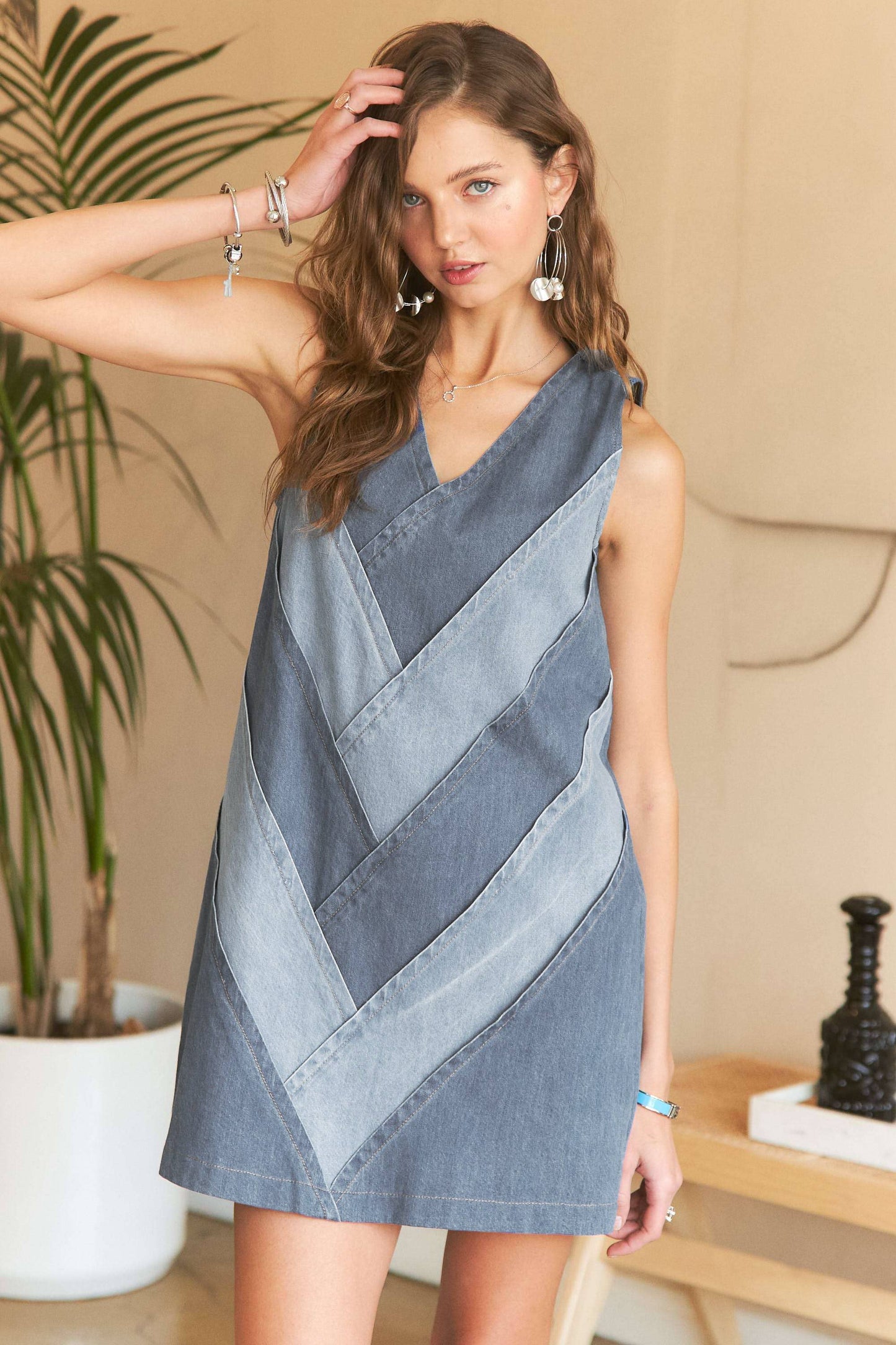 Colorblock Denim Dress