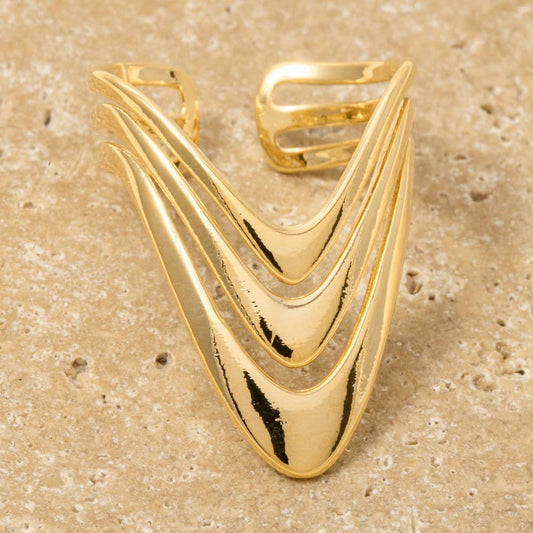 Abstract Chevron Open Band Ring