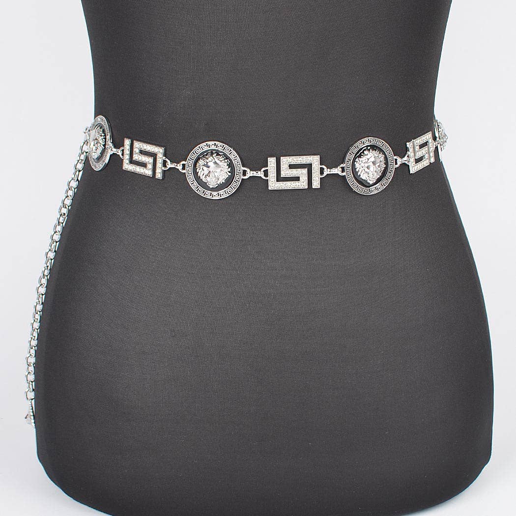 Silver Rhinestone Chain Belt