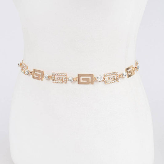 Rhinestone Metal Chain Belt