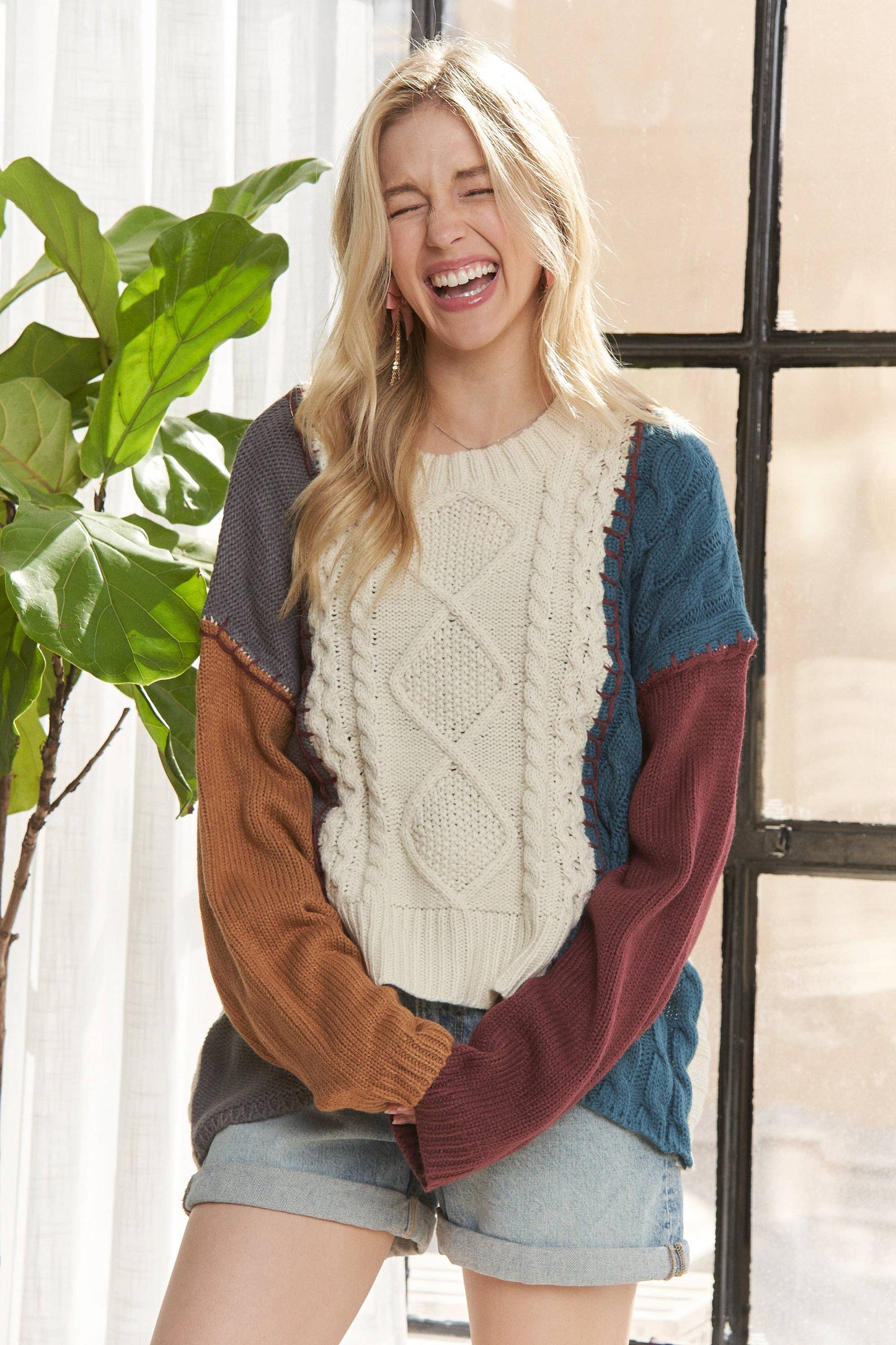 Fall Colorblock Sweater Top