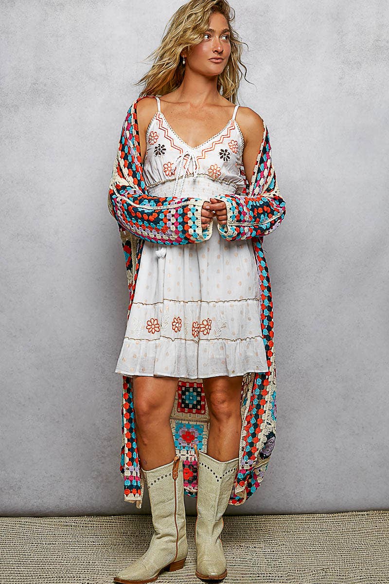 Long Granny Square Cardigan