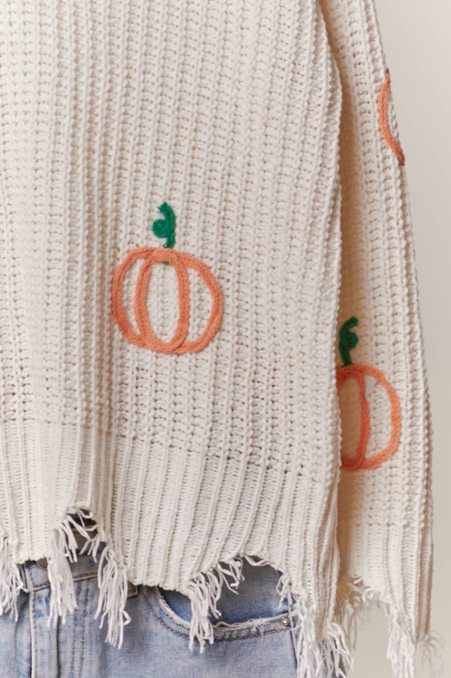 Distressed Pumpkin Patch Sweater