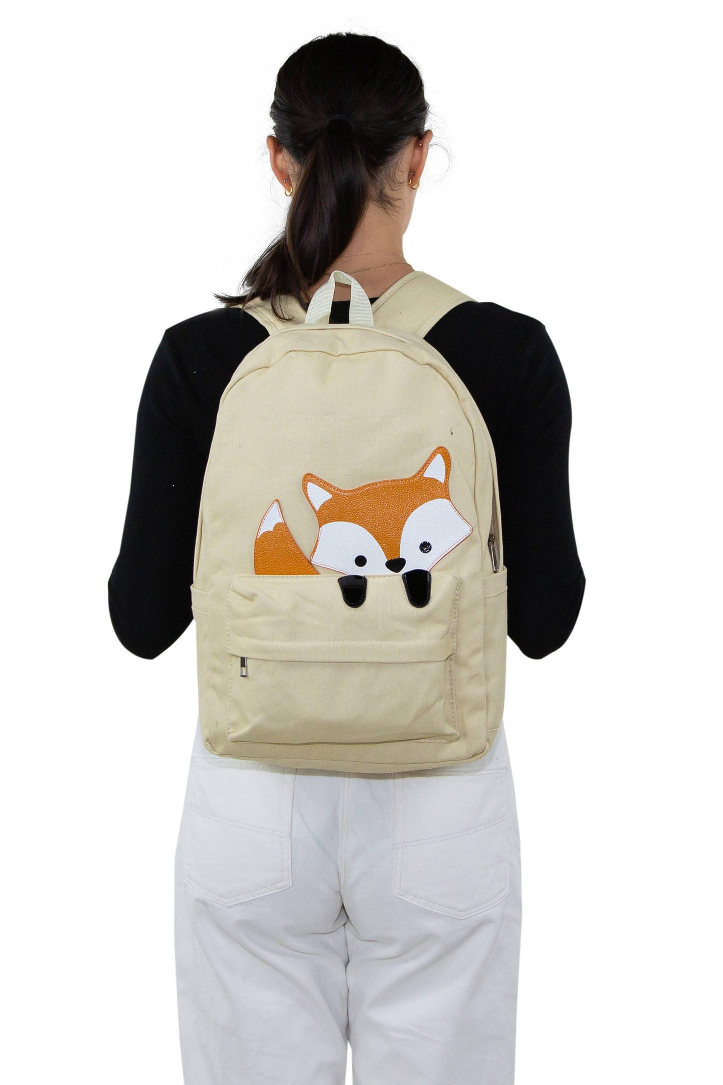 Peeking Baby Fox Canvas Backpack