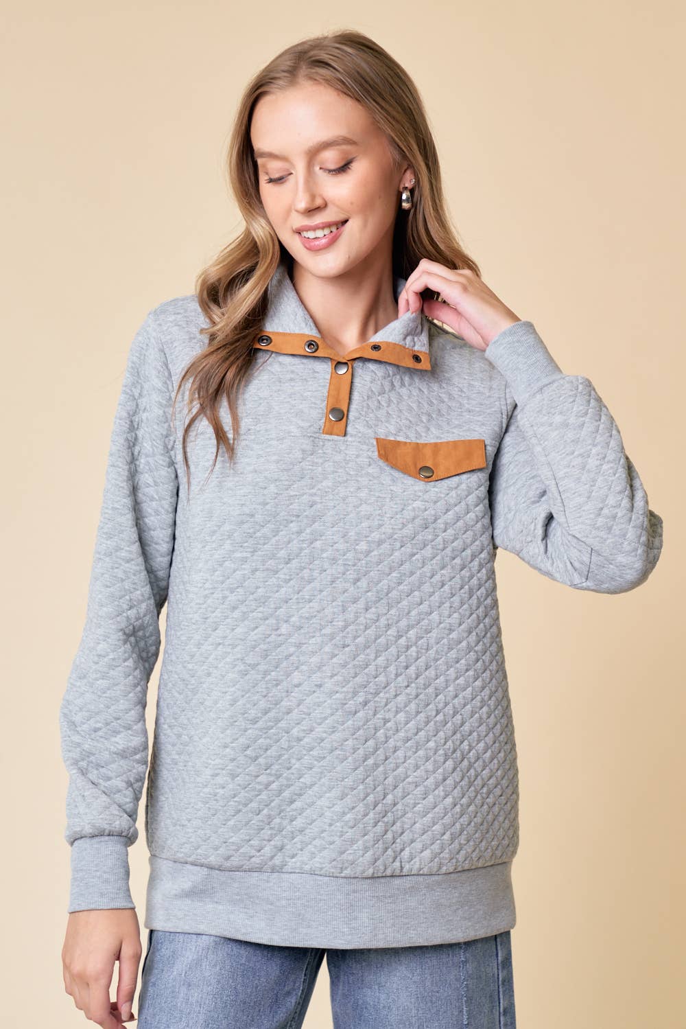 Diamond Quilted Pullover