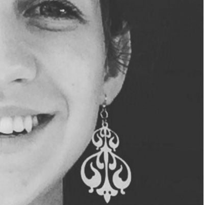 Wooden Rorschach Ink Design Earrings