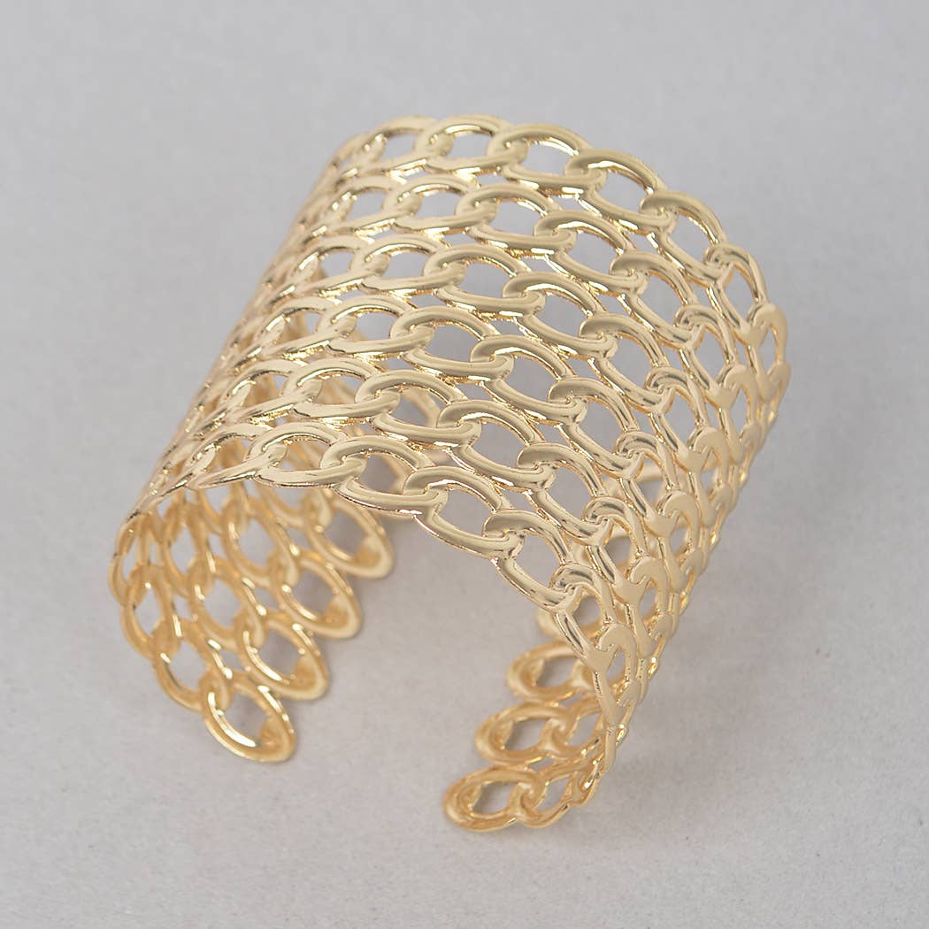 Wide Chain Metal Cuff Bracelet