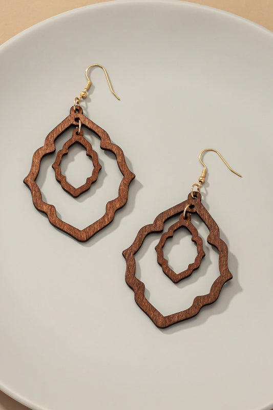 Wood Double Wavy Hoop Earrings