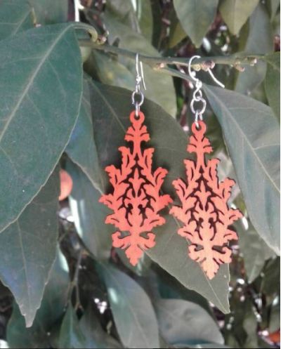 Wooden Leaf Cluster Earrings