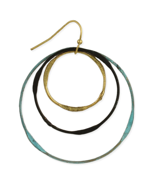 Vintage Patina Circles Round Earring