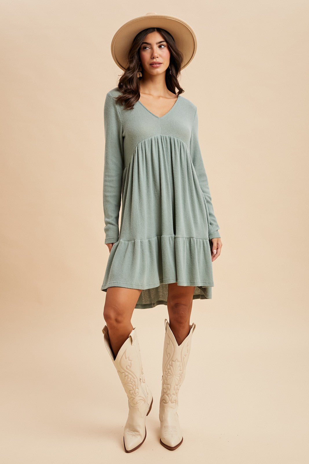 Brushed Hacci Babydoll Dress