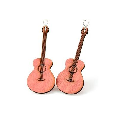 Wooden Classic Guitar Earrings