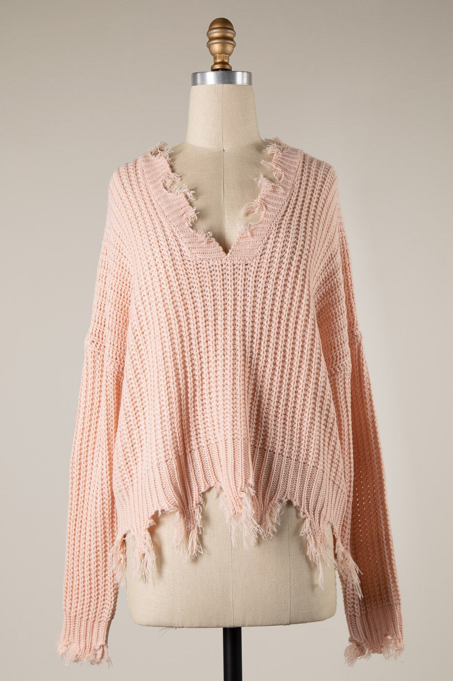 Distressed V-Neck Sweater