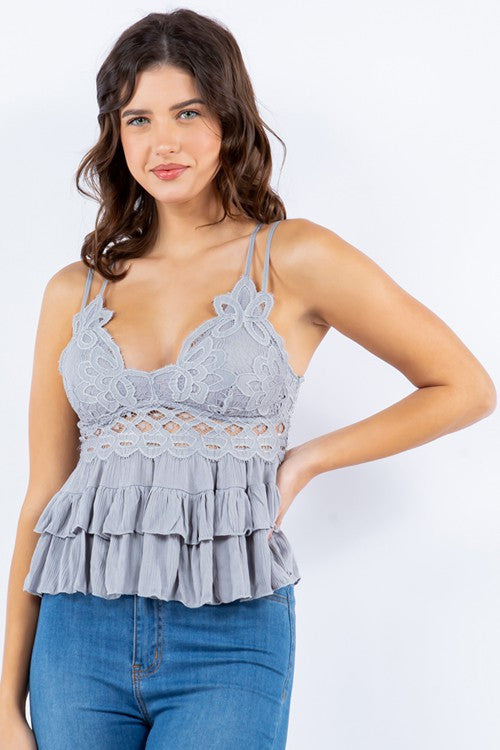 Cami Lace Ruffle Top