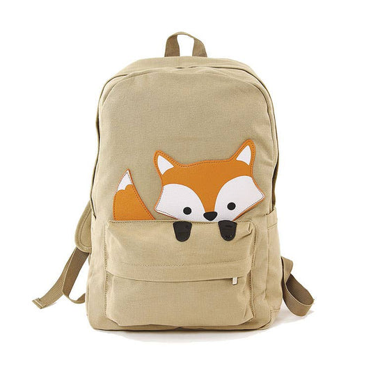 Peeking Baby Fox Canvas Backpack