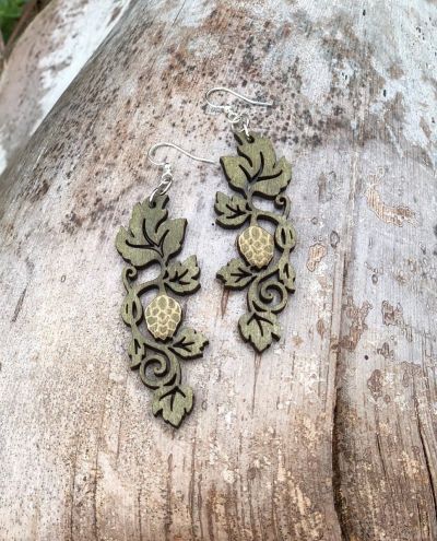 Happy Vine Wood Earrings