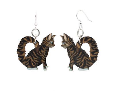 Wooden Tabby Earrings