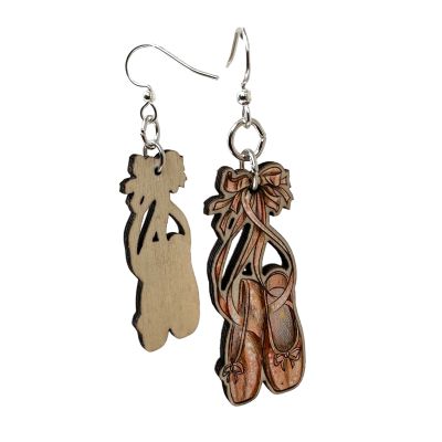Wooden Ballet Shoe Earrings