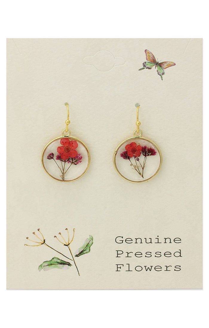 Cottage Floral Pink Dried Flower Earrings