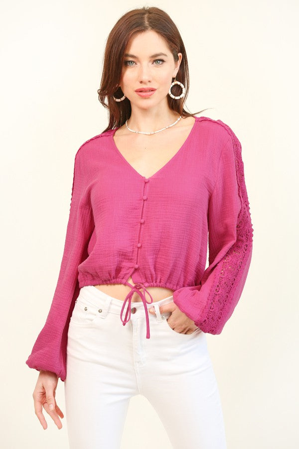 Lace Sleeve Crop Top
