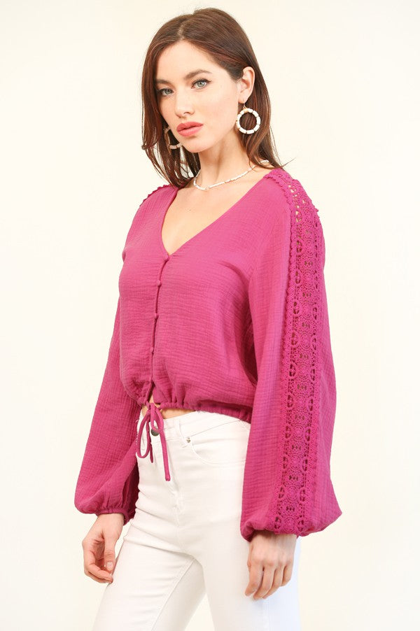 Lace Sleeve Crop Top