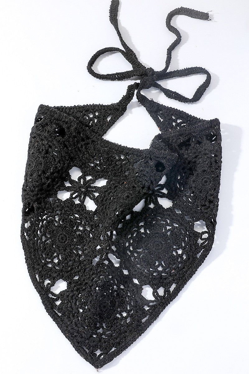 Plain Crochet Flower Knit Bandana