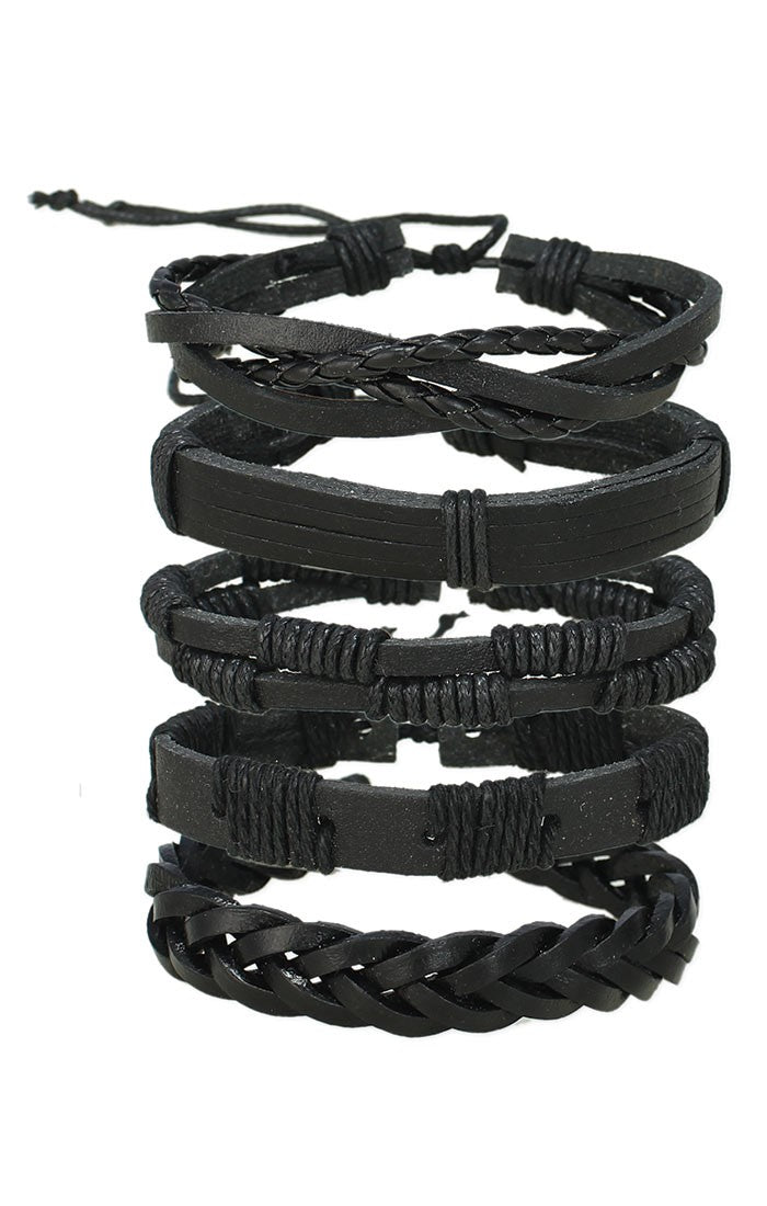 Black Leather Braided Bracelet