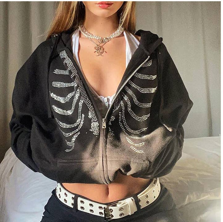 Rhinestone Skull Hoodie