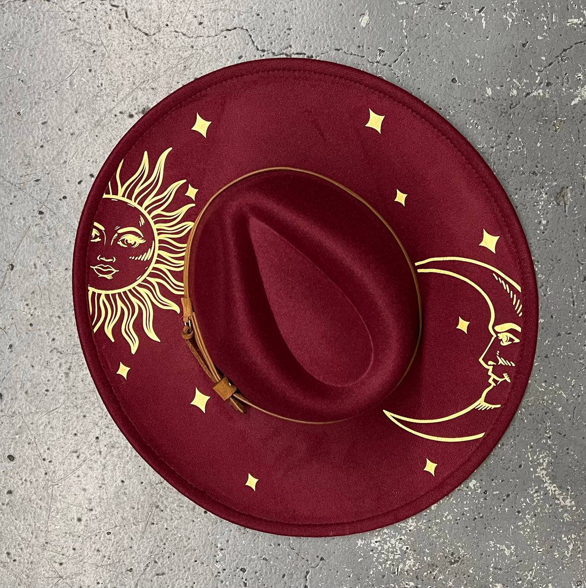 Wine Sun & Moon Wide Brim Hat