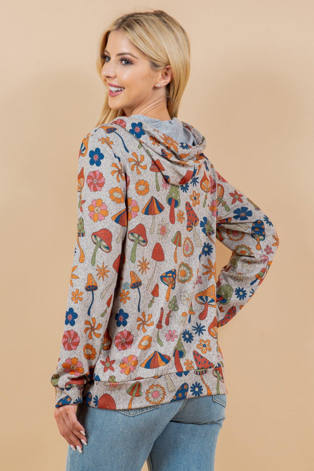 Retro Mushroom Print Hoodie