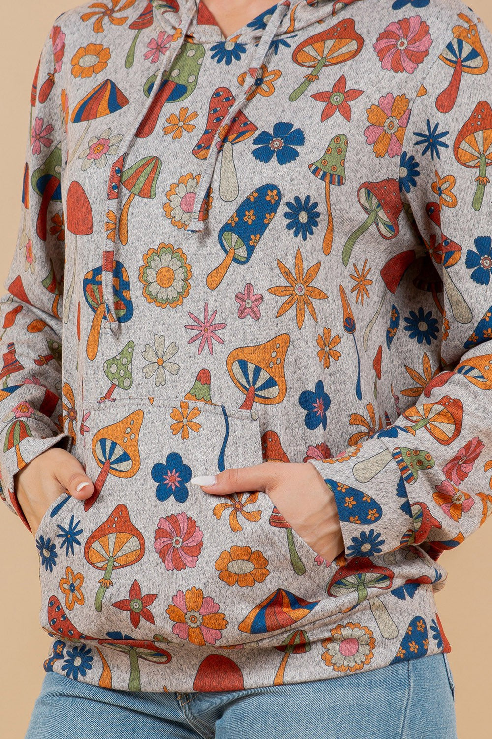 Retro Mushroom Print Hoodie