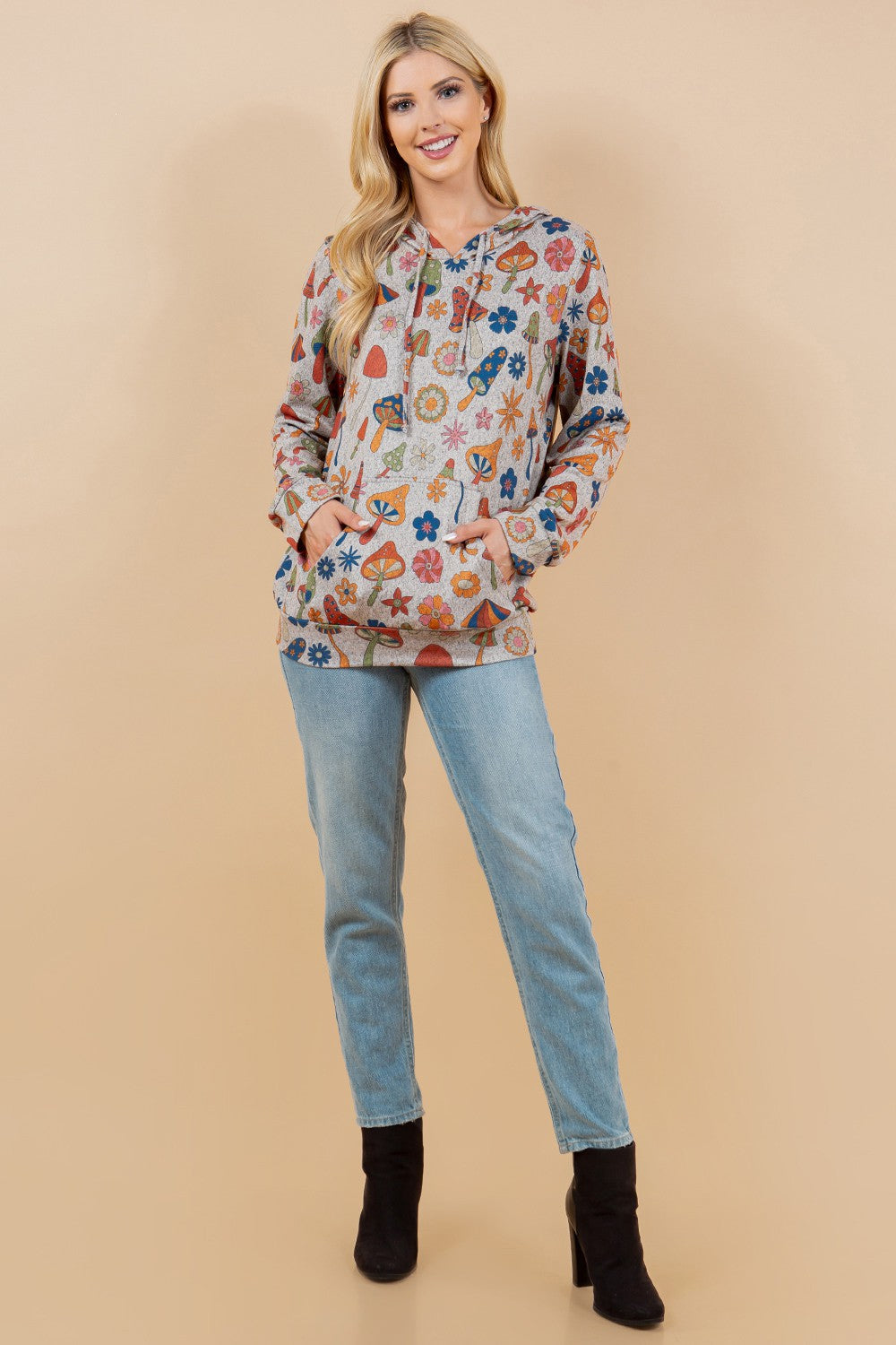 Retro Mushroom Print Hoodie