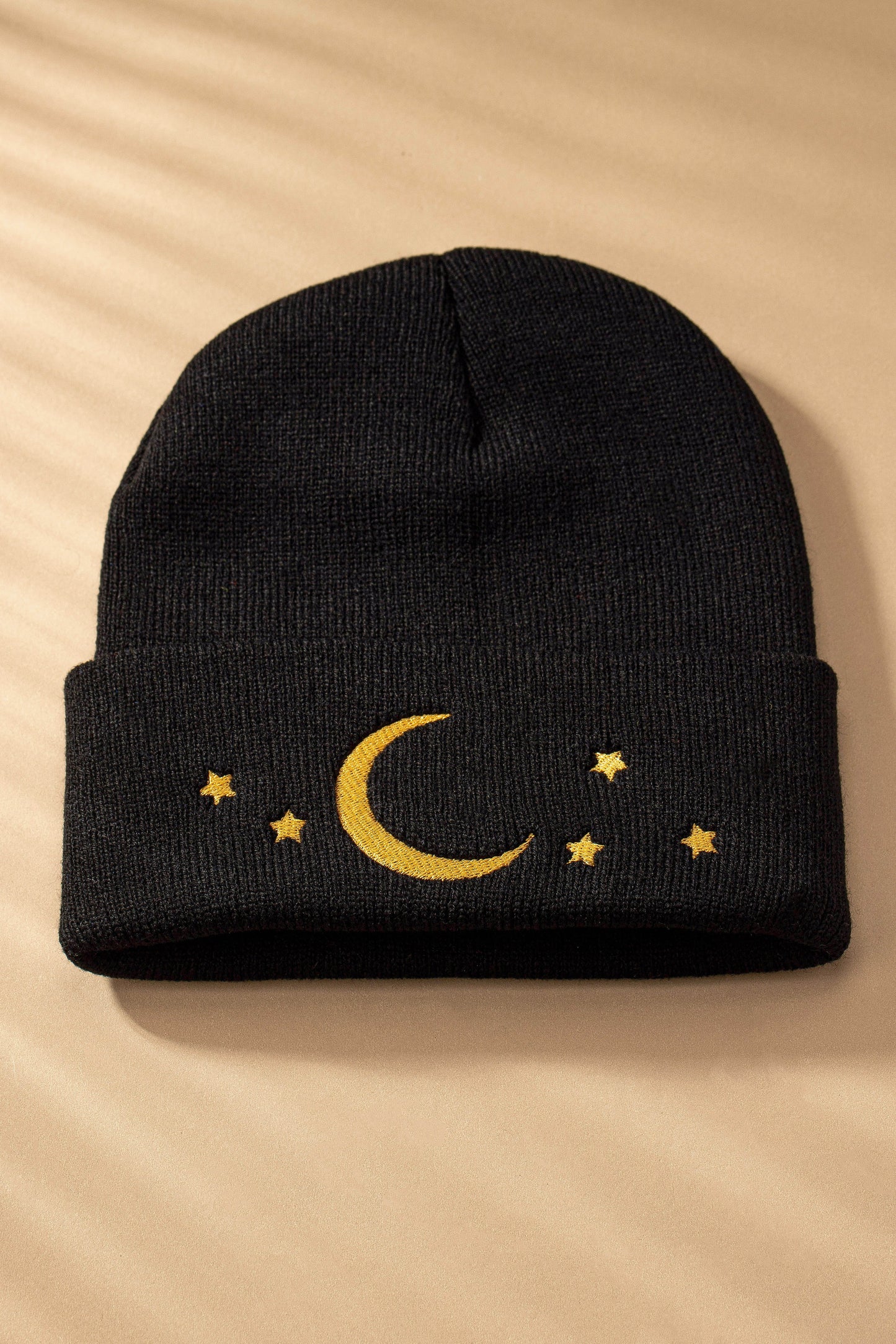 Embroidered Moon Star Beanie
