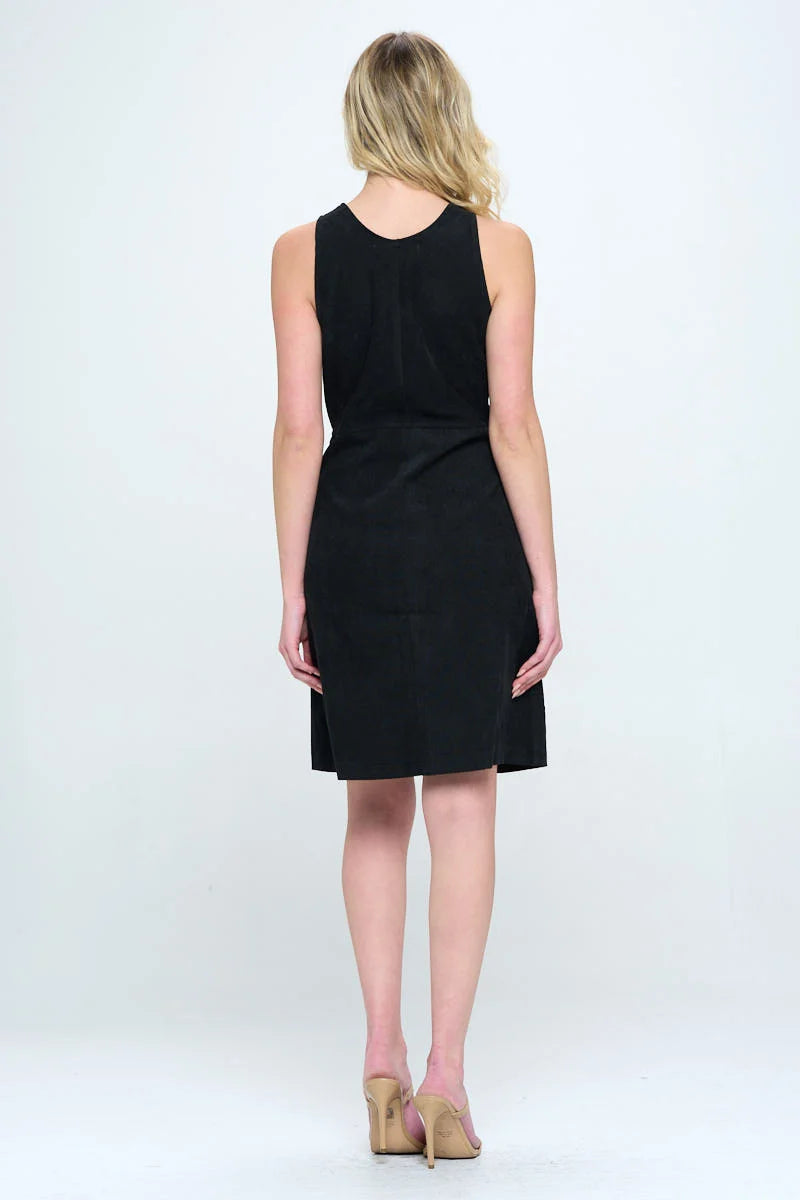 Black Corduroy Button Up Dress