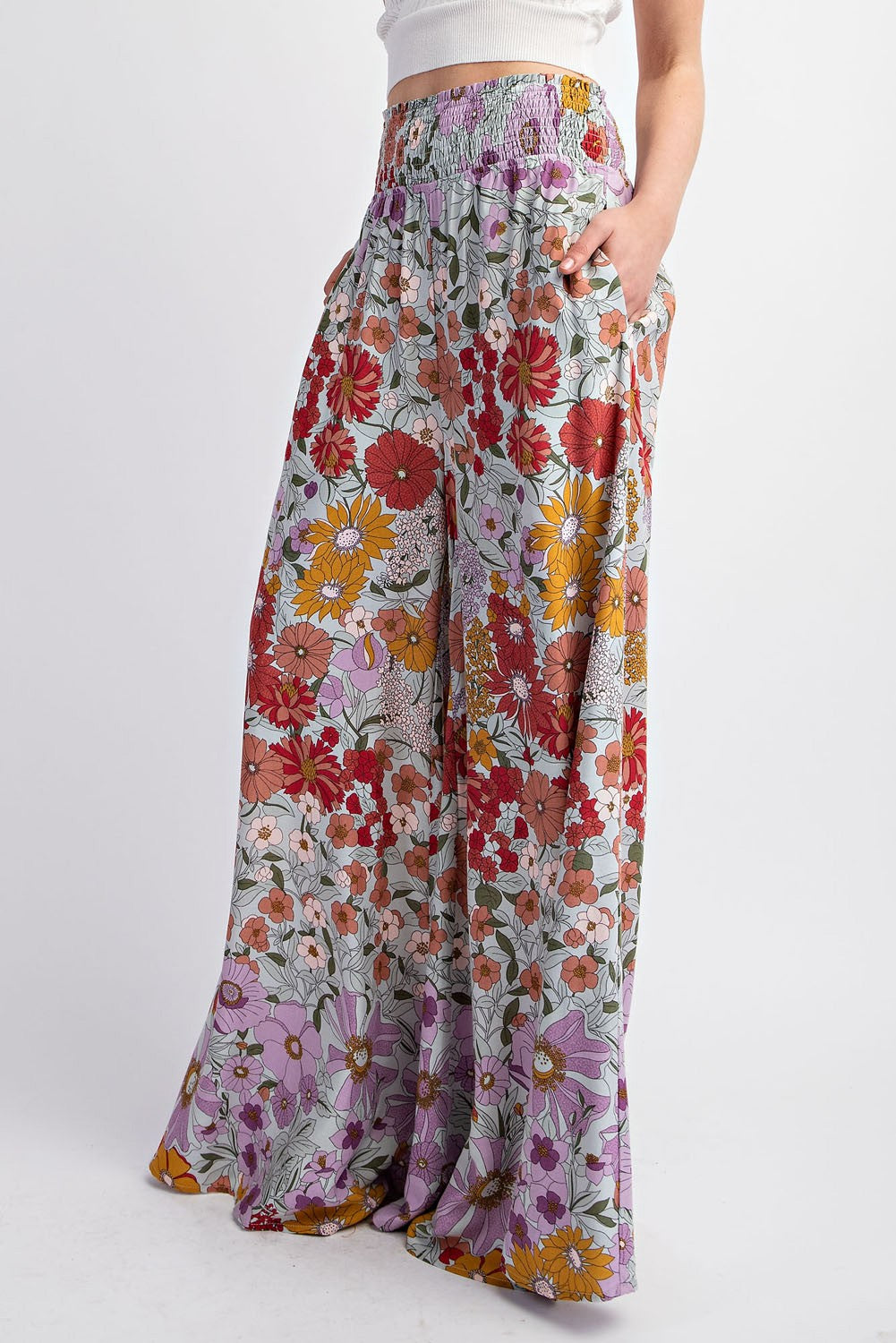Wide Leg Floral Pants