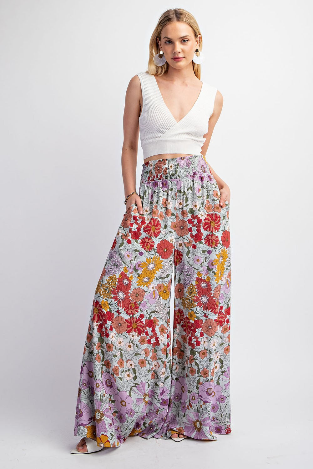 Wide Leg Floral Pants