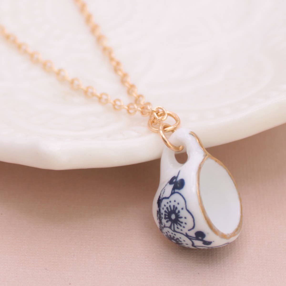 Vintage Ceramic Teacup Necklace