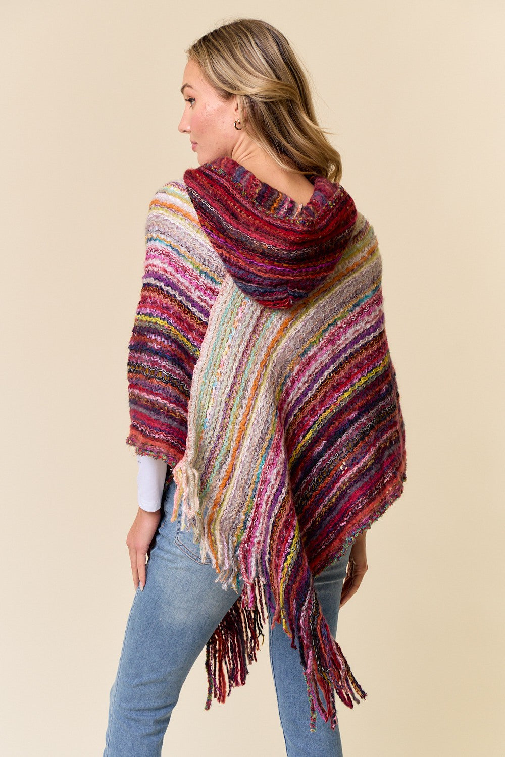 Fuzzy Hooded Poncho Sweater