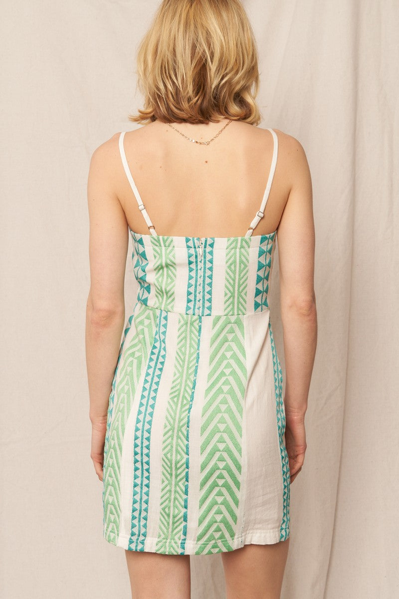 Spaghetti Strap Embroidered Mini Dress