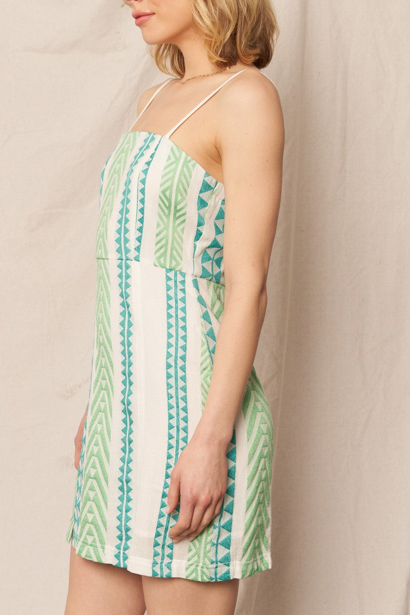 Spaghetti Strap Embroidered Mini Dress