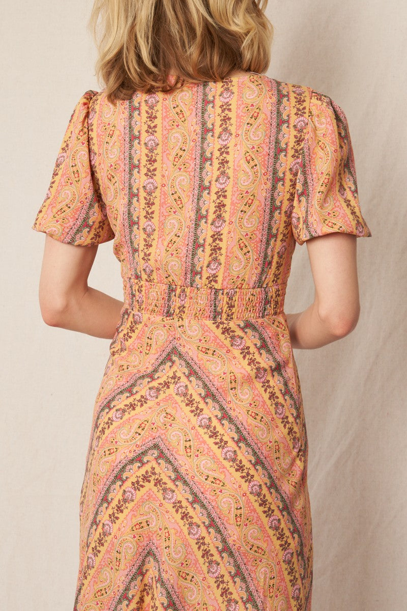 V-neck Paisley Print Dress