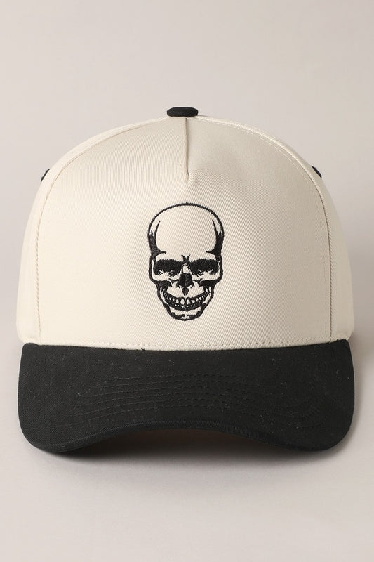 Skull Embroidery Two Tone Baseball Cap