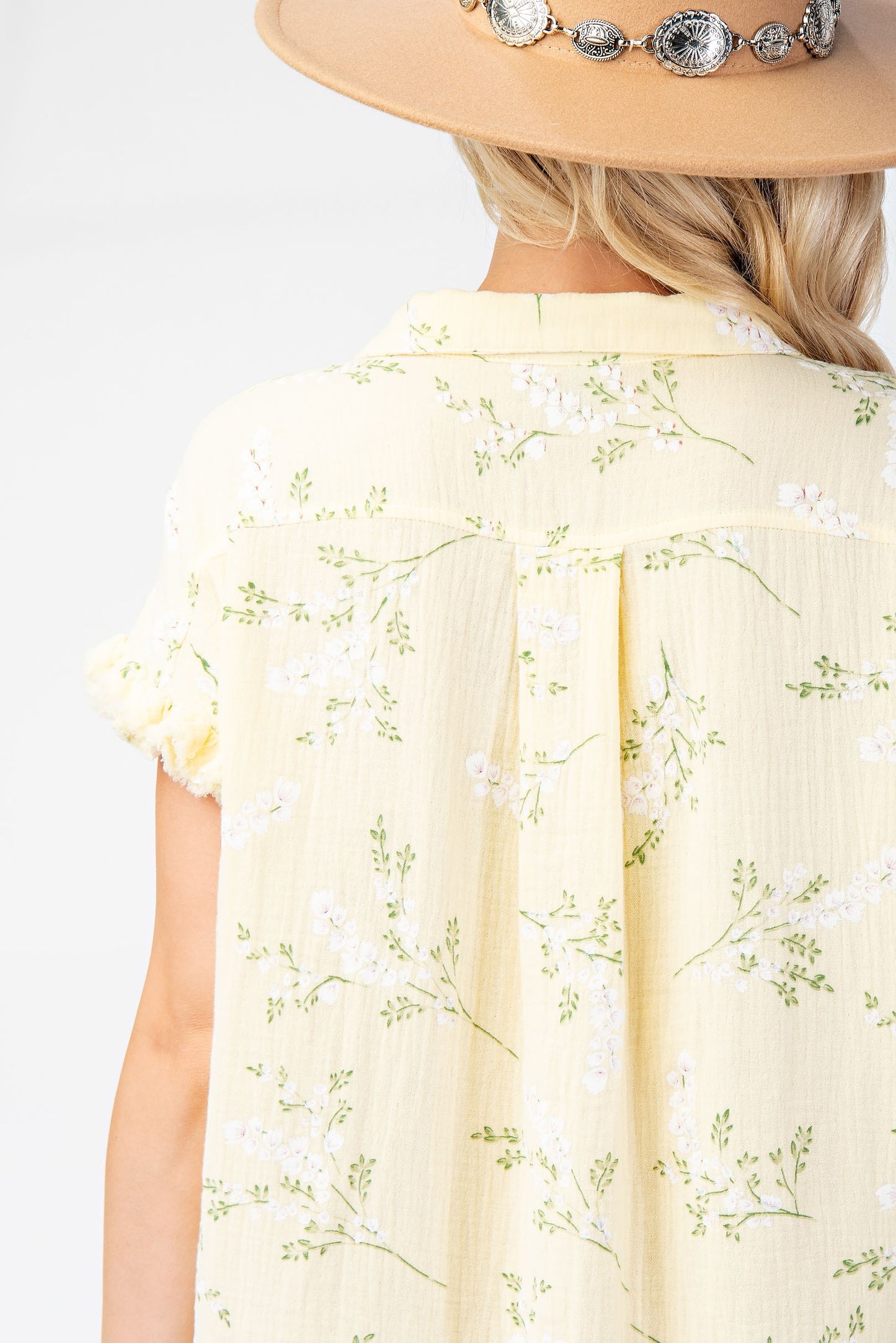 Floral Printed Gauze Shirt Dress