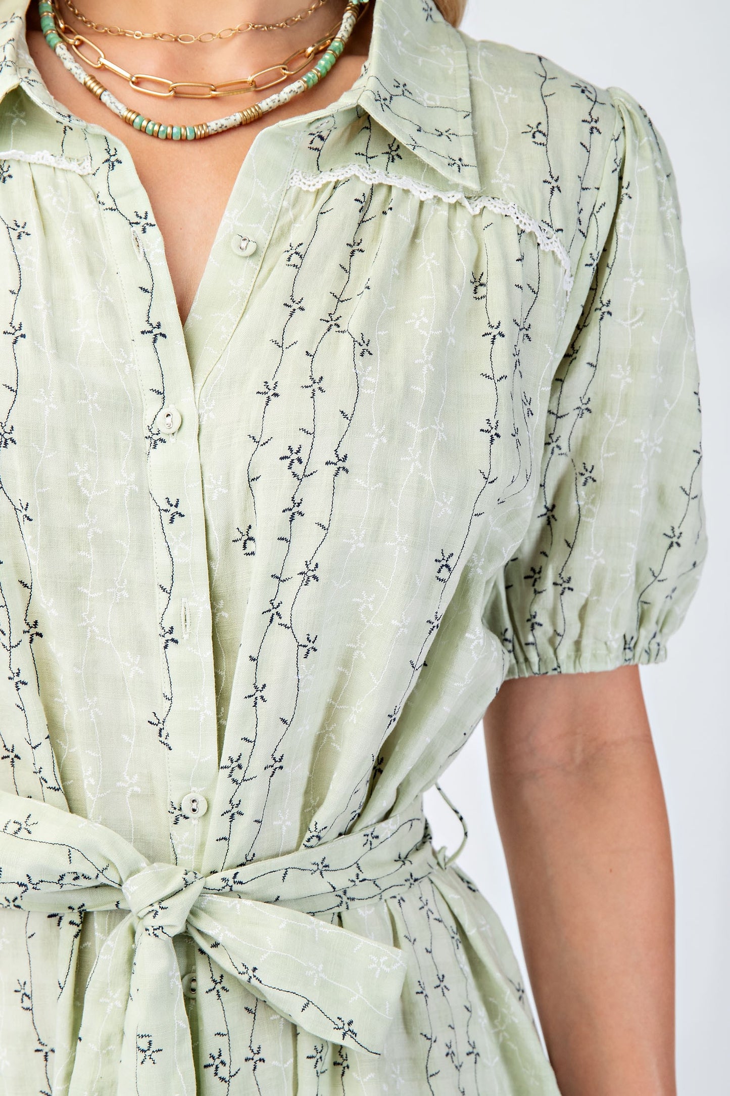 Embroidered Shirt Dress