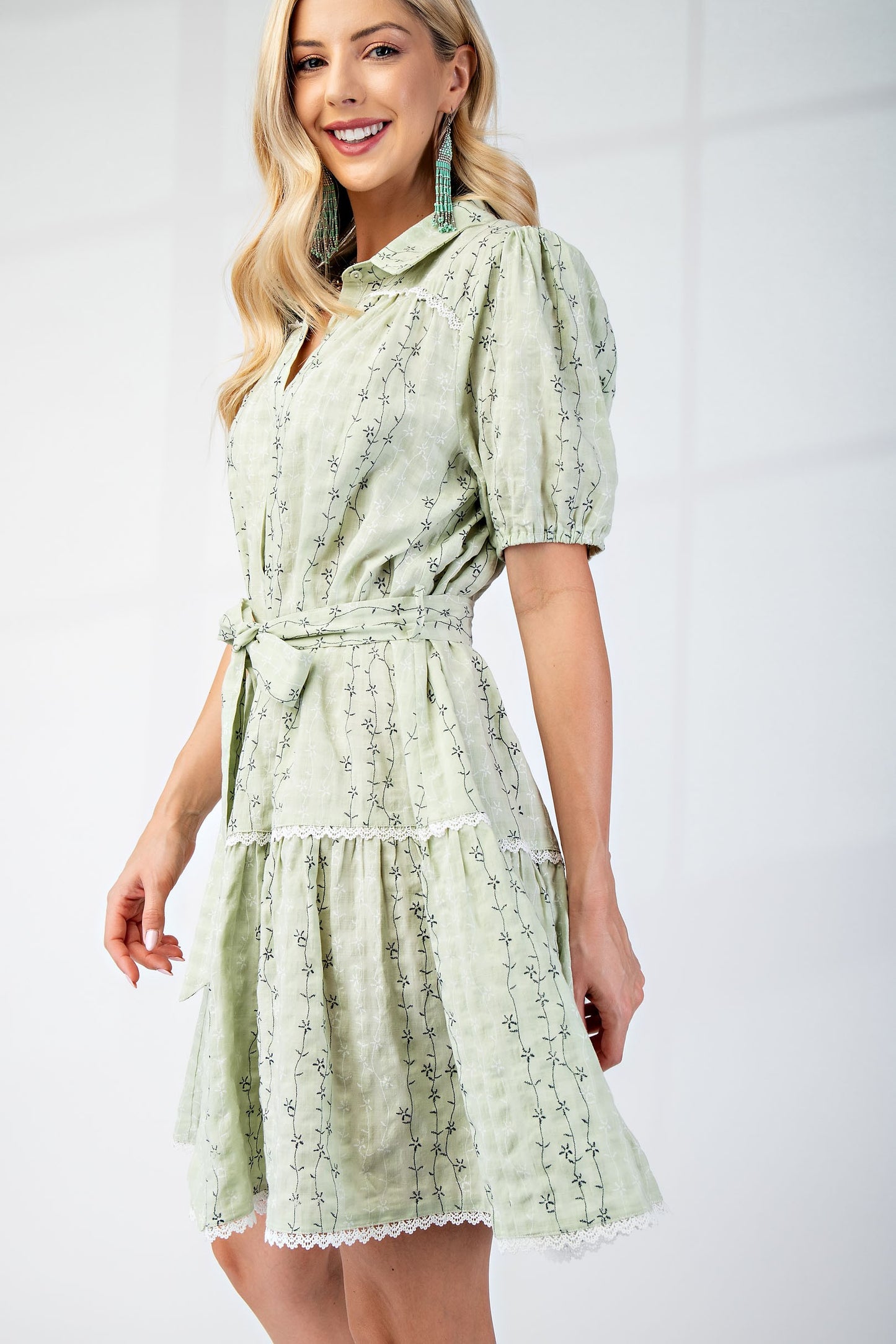 Embroidered Shirt Dress