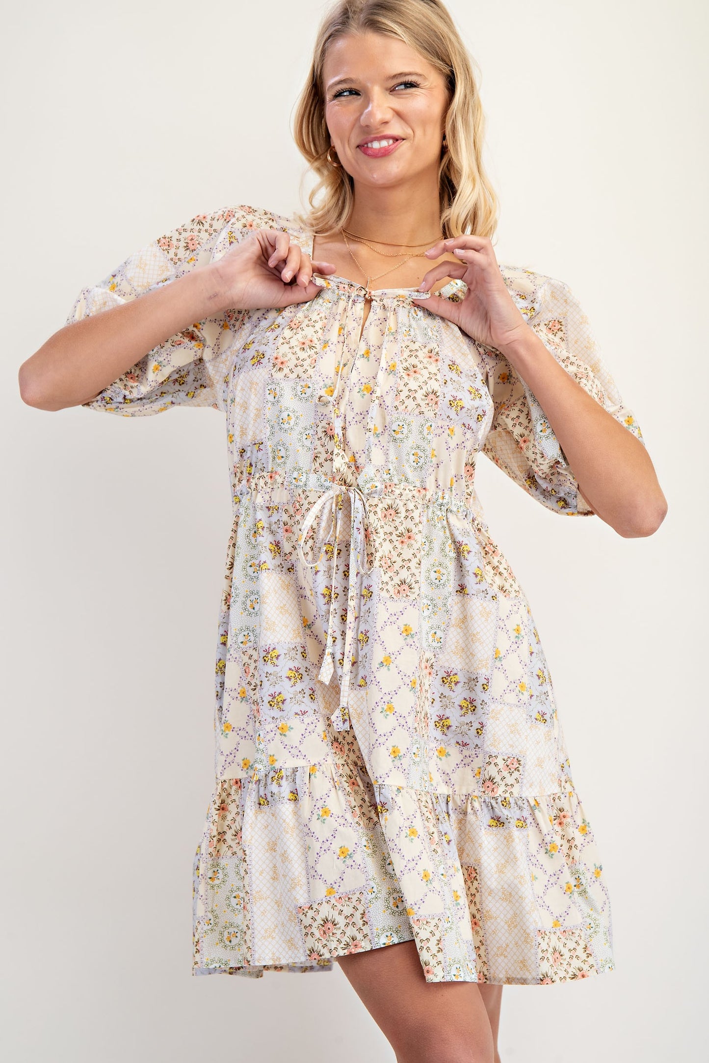 Patchwork Print Mini Dress