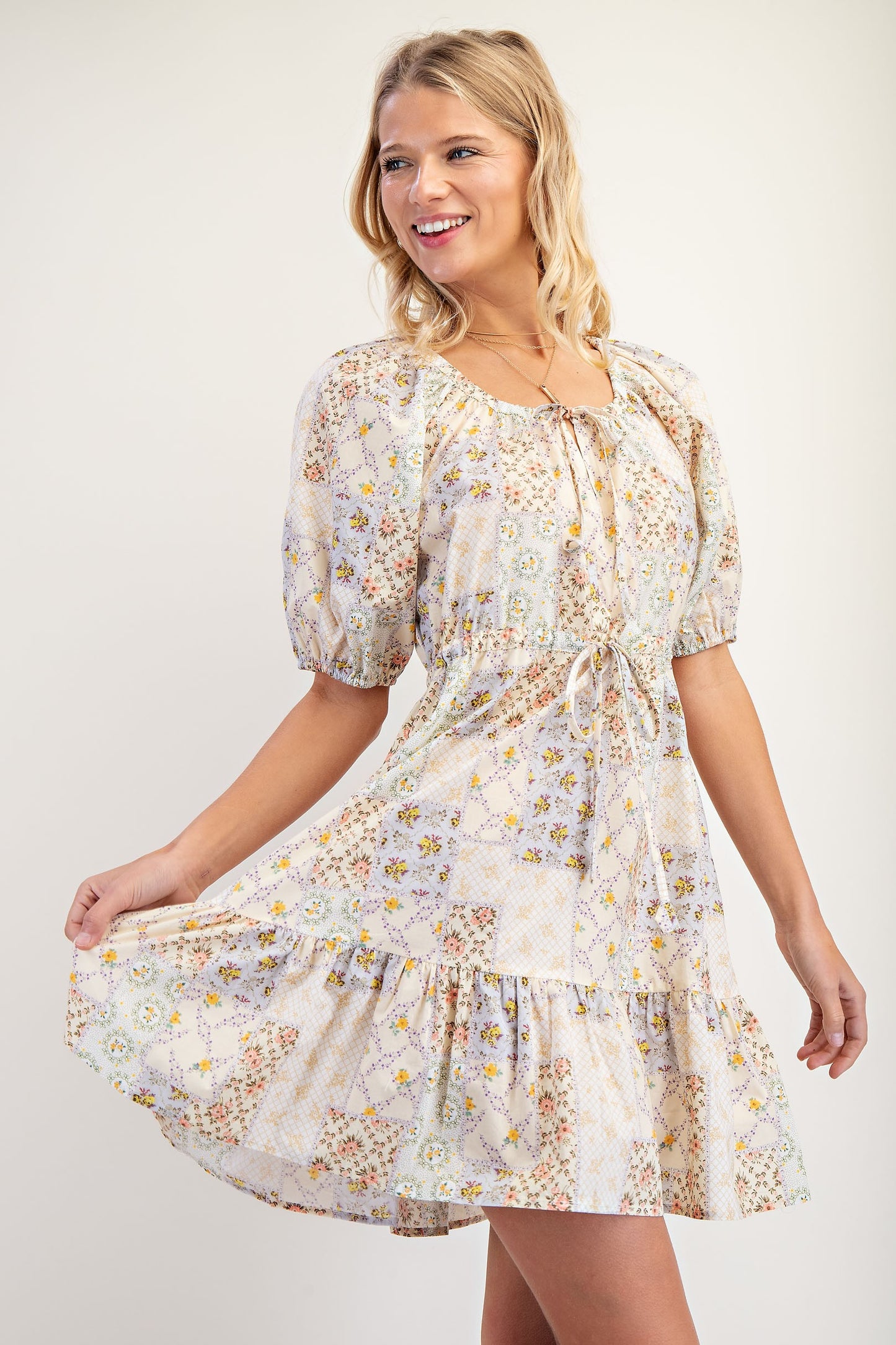Patchwork Print Mini Dress