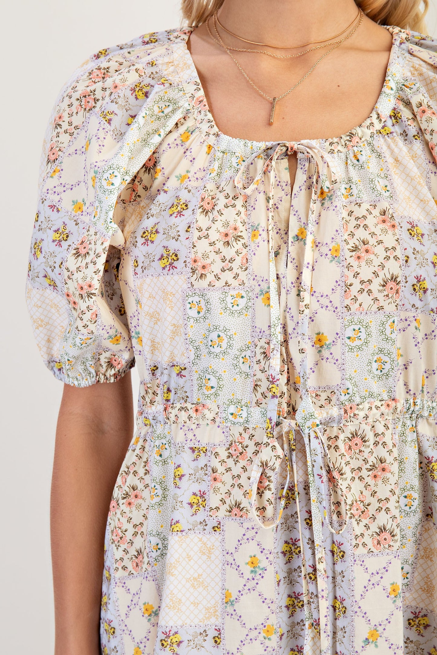 Patchwork Print Mini Dress