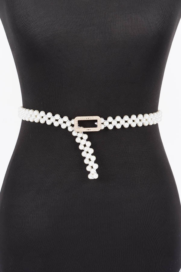 Rhinestone & Pearl Stretch Belt